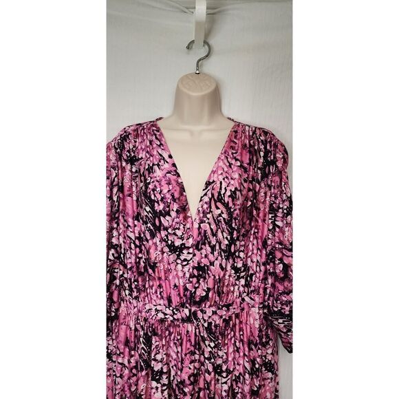 Ellos V-Neck Maxi Pink/Black Print Dress Size 1X - Picture 5 of 8